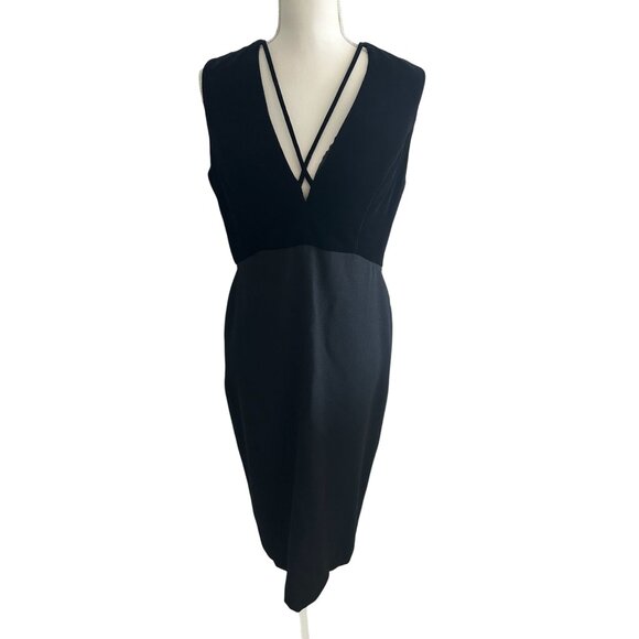 DONALD DEAL Black Velvet V Neck Cocktail Dress Size US 10 - Picture 4 of 8